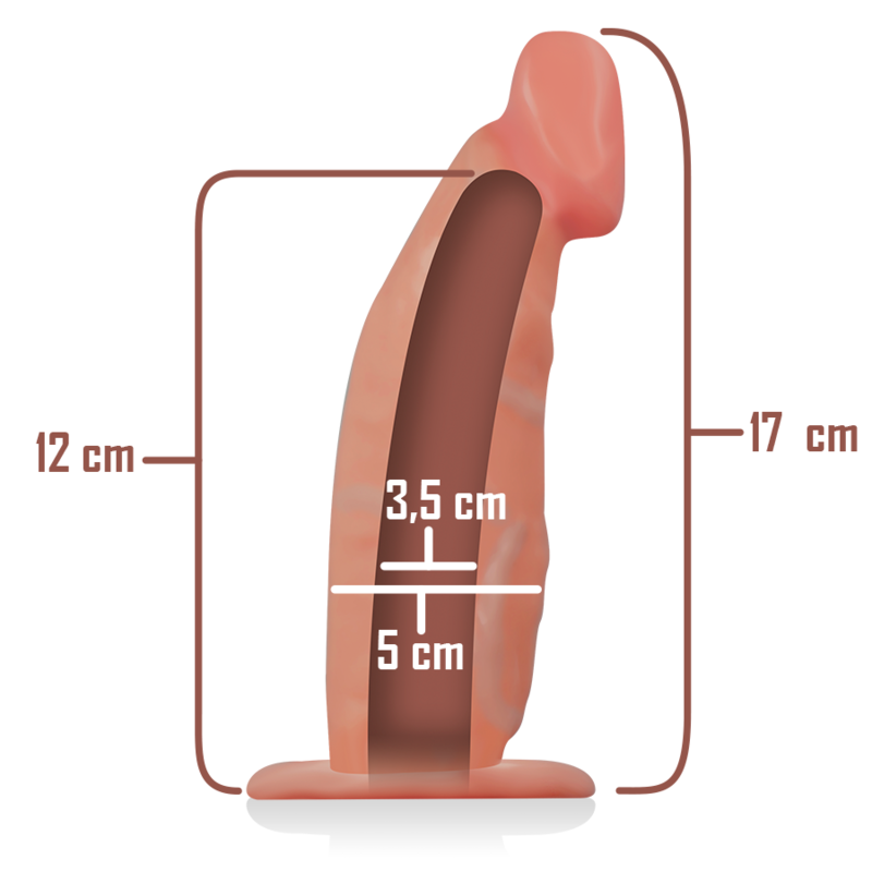 Вибриращ пенис колан с кухо дилдо HOLLOW 18 X 3.5 CM - SexVibe