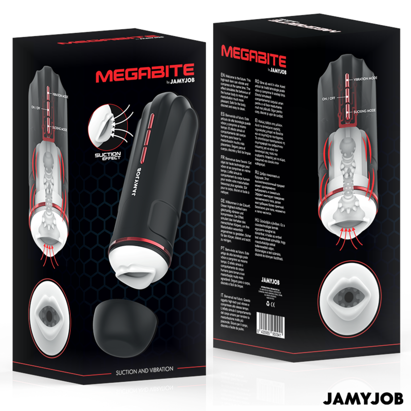 Мастурбатор с вибриращи и засмукващи функции MEGABITE - SexVibe