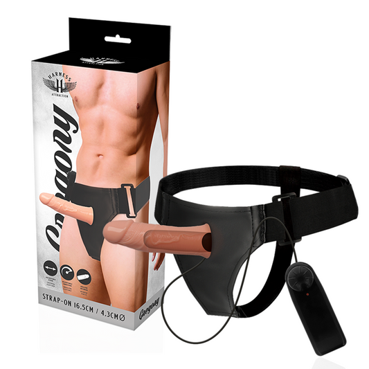 Вибриращ пенис колан с кухо дилдо GREGORY 16.5 CM - SexVibe