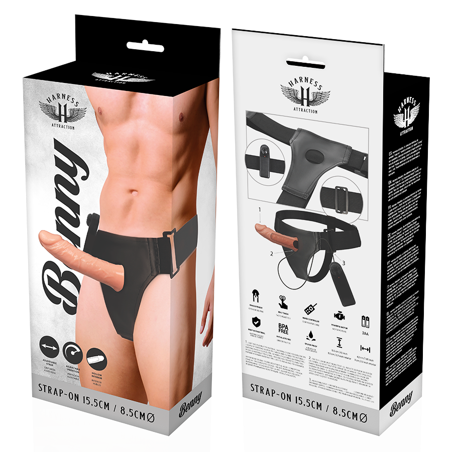 Вибриращ пенис колан с кухо дилдо  BENNY 15 CM - SexVibe