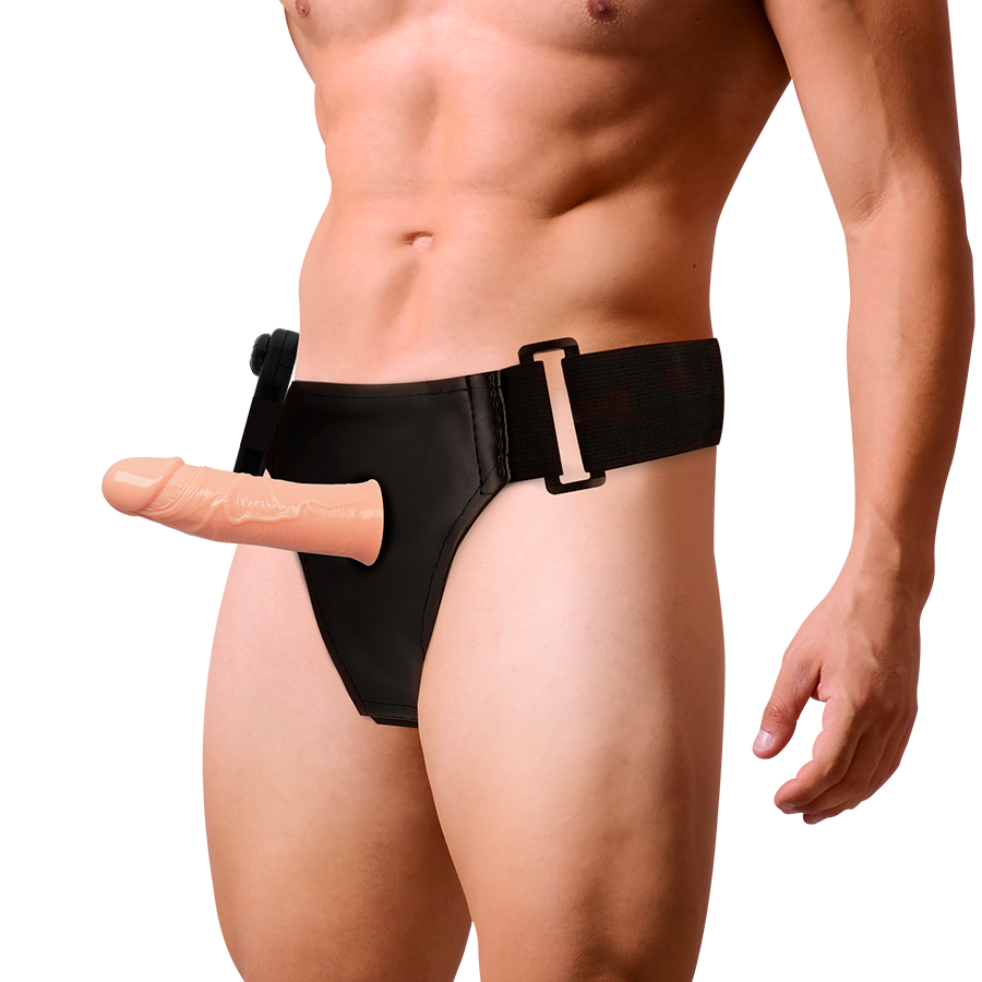 Вибриращ пенис колан с кухо дилдо GREGORY 16.5 CM - SexVibe